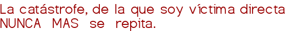 La catástrofe, de la que soy víctima directa NUNCA MAS se repita. 